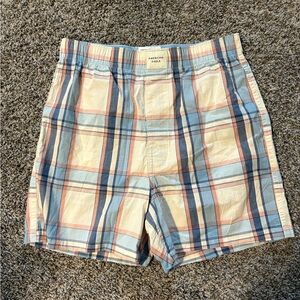 American Eagle Blue and Tan Plaid Boxer Shorts
